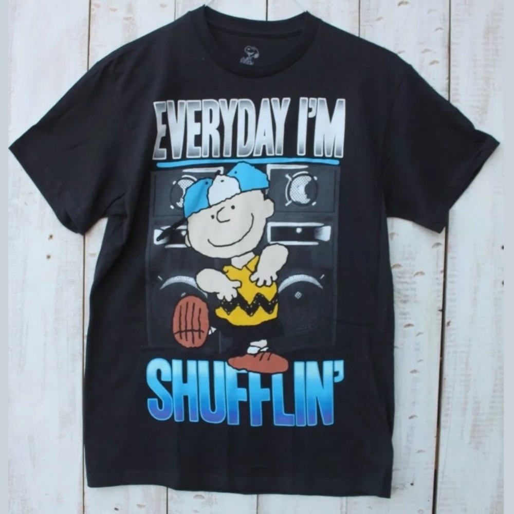 Peanuts By Schulz Black T shirt Size M 100% Cotton